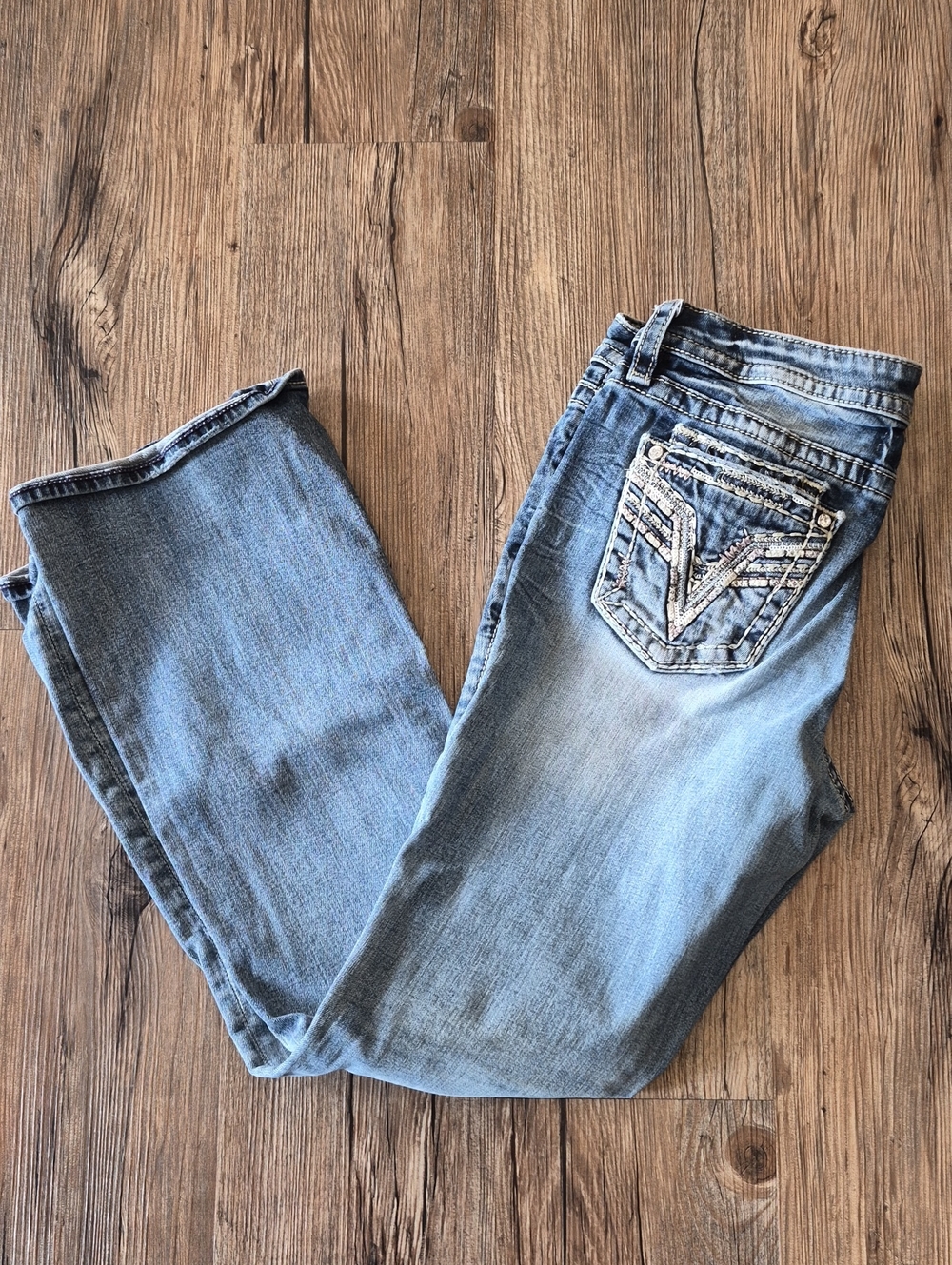 Vigoss Light Blue Boot Cut Jeans with Embellished Back Pocket